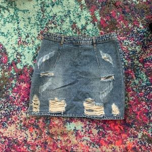 ripped denim skirt